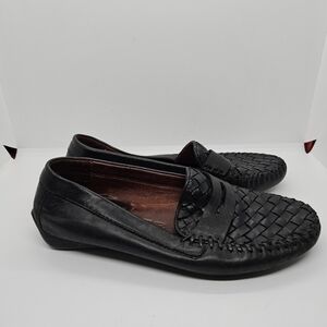 Robert Zur black leather Petra woven driving loafer 6.5M